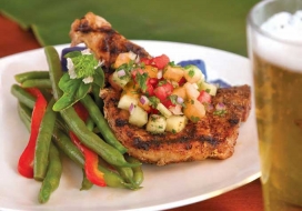 Image of Grilled Pork Chops with Three Melon Salsa