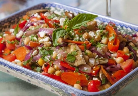 Image of Mediterranean Style Roasted Veggie & Chickpea Salad