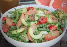 Image of Refreshing Cucumber String Bean and Grapefruit Salad