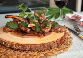 Image of Grilled Rack of Lamb Chops with Mint Chimichurri