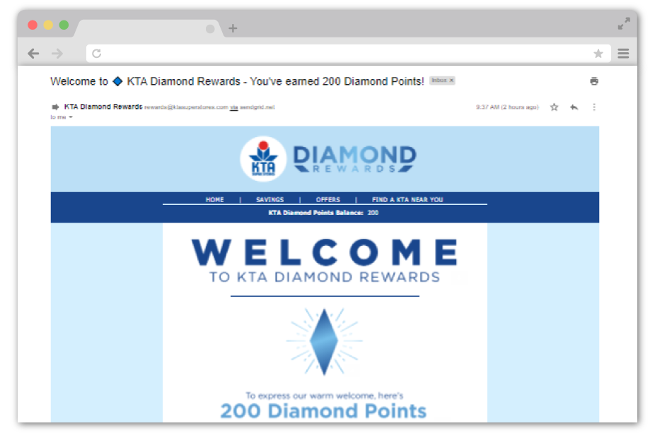 Diamond Rewards Email