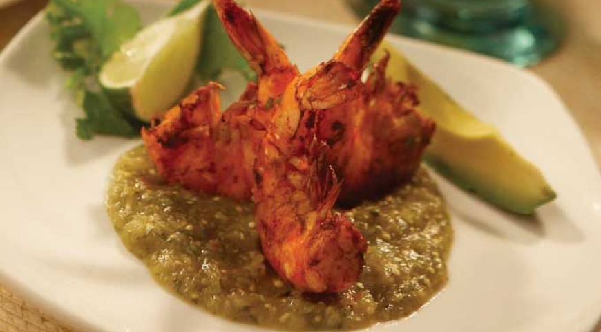 Grilled Shrimp with Roasted Tomatillo Salsa