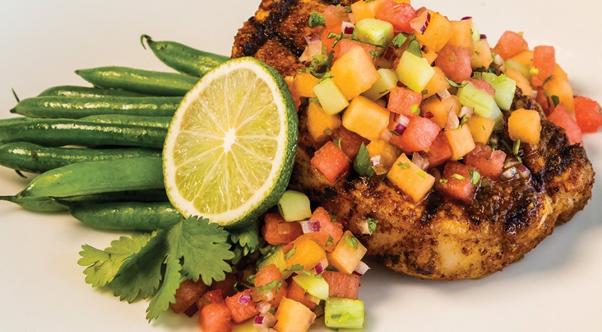 Tex-Mex Grilled Pork Chops with Three-Melon Salsa Tex-Mex Grilled Pork Chops with Three-Melon Salsa