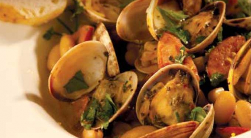 Manila Clams with Beans & Sausage