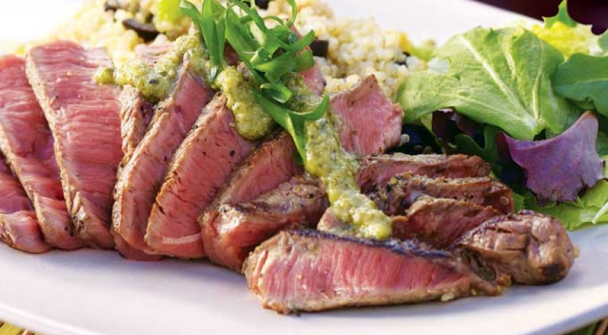 Sirloin Steak with Cilantro-Black Pepper Sauce