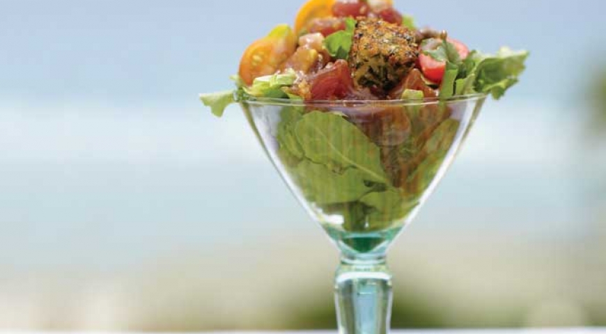 Ume Glazed Salad with Furikake Tofu and Poke Ume Glazed Salad with Furikake Tofu and Poke
