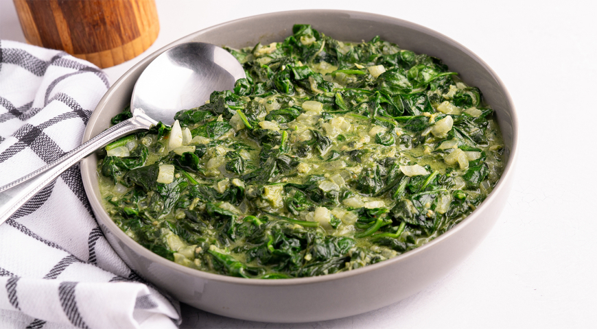 Creamed Taro Leaves & Baby Spinach