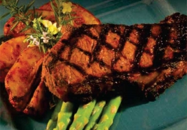 Image of Grilled Dijon, Garlic & Rosemary Marinated New York Steaks
