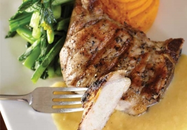Image of Grilled Pork Chops with Apple Miso Sauce