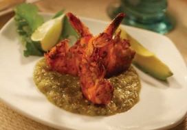 Image of Grilled Shrimp with Roasted Tomatillo Salsa
