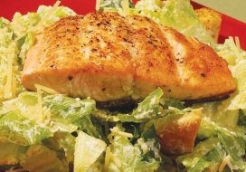 Image of Healthy Caesar Salad with Seared Salmon