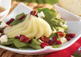 Image of Spinach Salad with "Poached" Pear