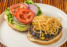 Image of Chinese New Year Burger with Kimchee Soy Sprouts
