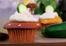 Image of Lemon Zucchini Cupcakes with Goat Cheese Frosting