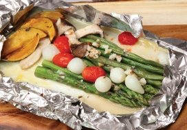 Image of Vegetable Pouches with Garlic Herb Butter