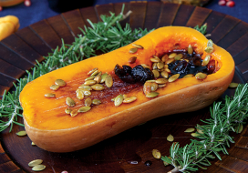 Image of Roasted Butternut Squash with Pomegranate Sauce & Pumpkin Seeds