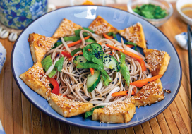 Image of Soba Noodle Salad with Sesame Glazed Tofu & Orange Sauce