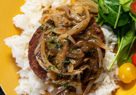 Image of Vegan Hamburger Steak with Mushroom & Onion Gravy