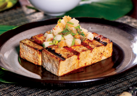 Image of Grilled Korean Tofu with Asian Pear Kim Chi Relish