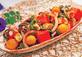 Image of Watermelon, Avocado & Tomato Salad with Li Hing Dressing