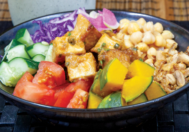 Image of Spicy Peanut Sauce Tofu Buddha Bowl