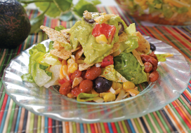 Image of Layered Taco Salad with Avocado Dressing