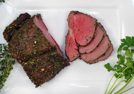 Image of Herb Roasted Beef Tenderloin with Red Wine Jus