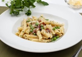 Image of Mom’s Penne Pasta with Bacon & Peas 