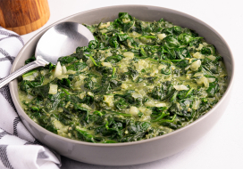 Image of Creamed Taro Leaves & Baby Spinach